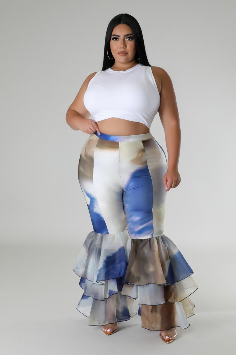 Tye Dye Ruffles Pants 2XL