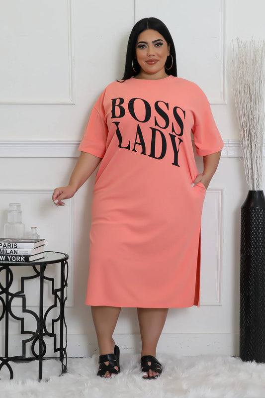 Lady Boss Dress Peach