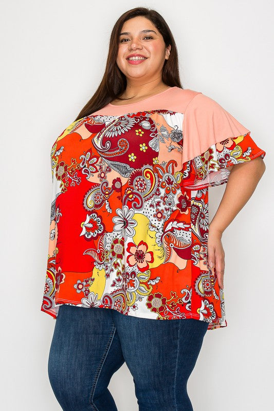 Orange Floral Top