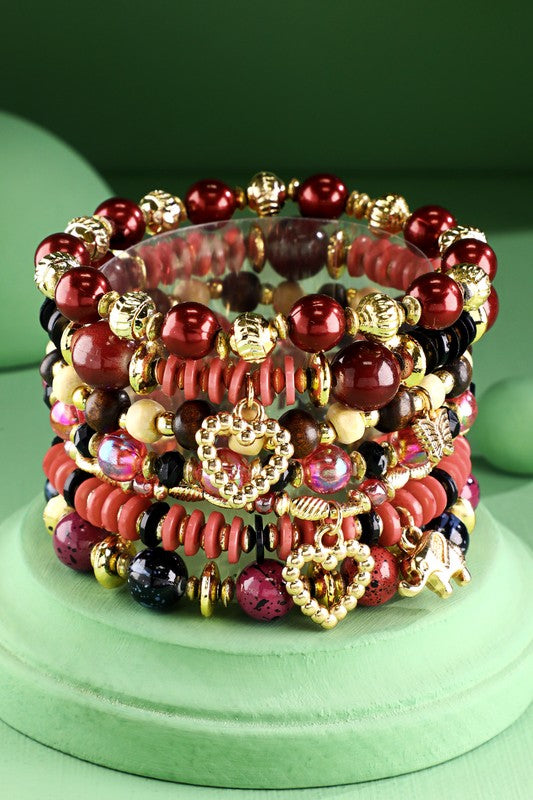 7 Stretch Multi Beaded Bracelet Set