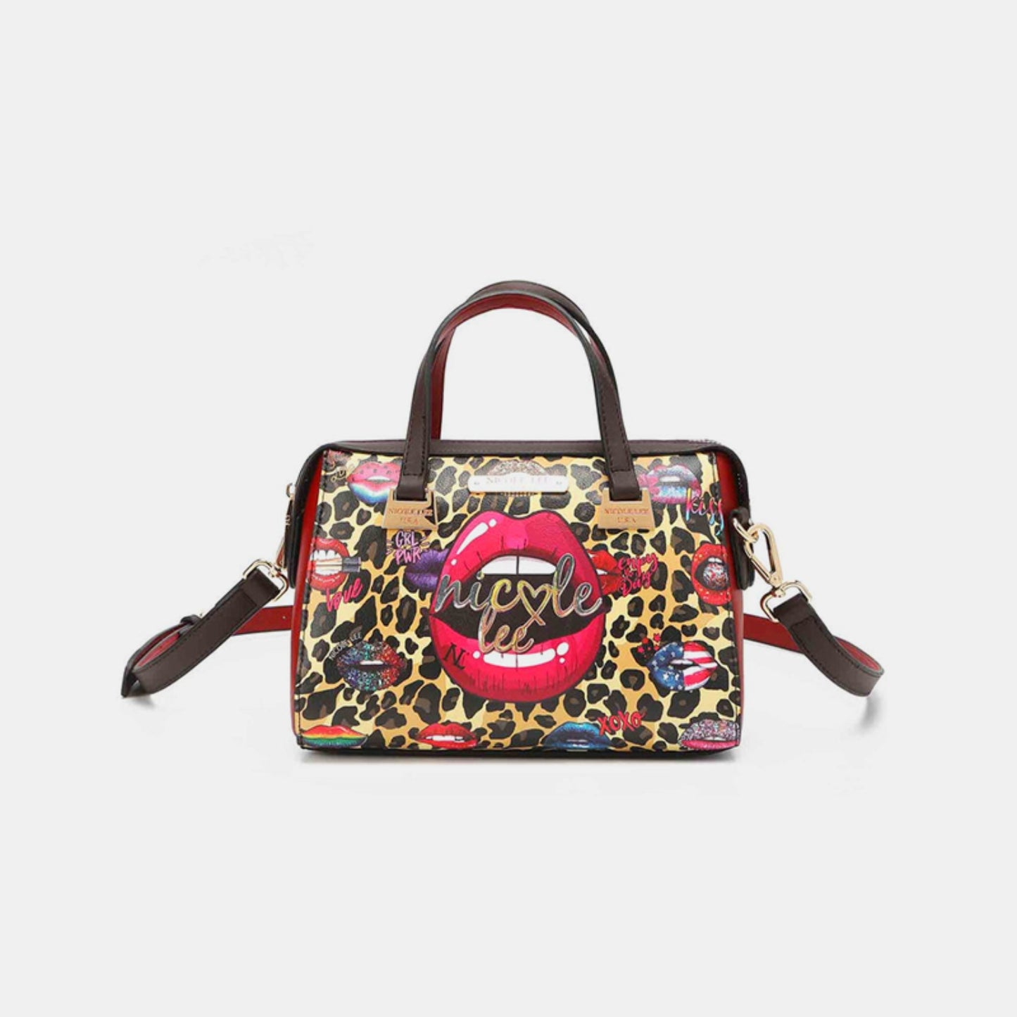 2/19 Nicole Lee USA 3-Piece Wild Lips Print Handbag Set