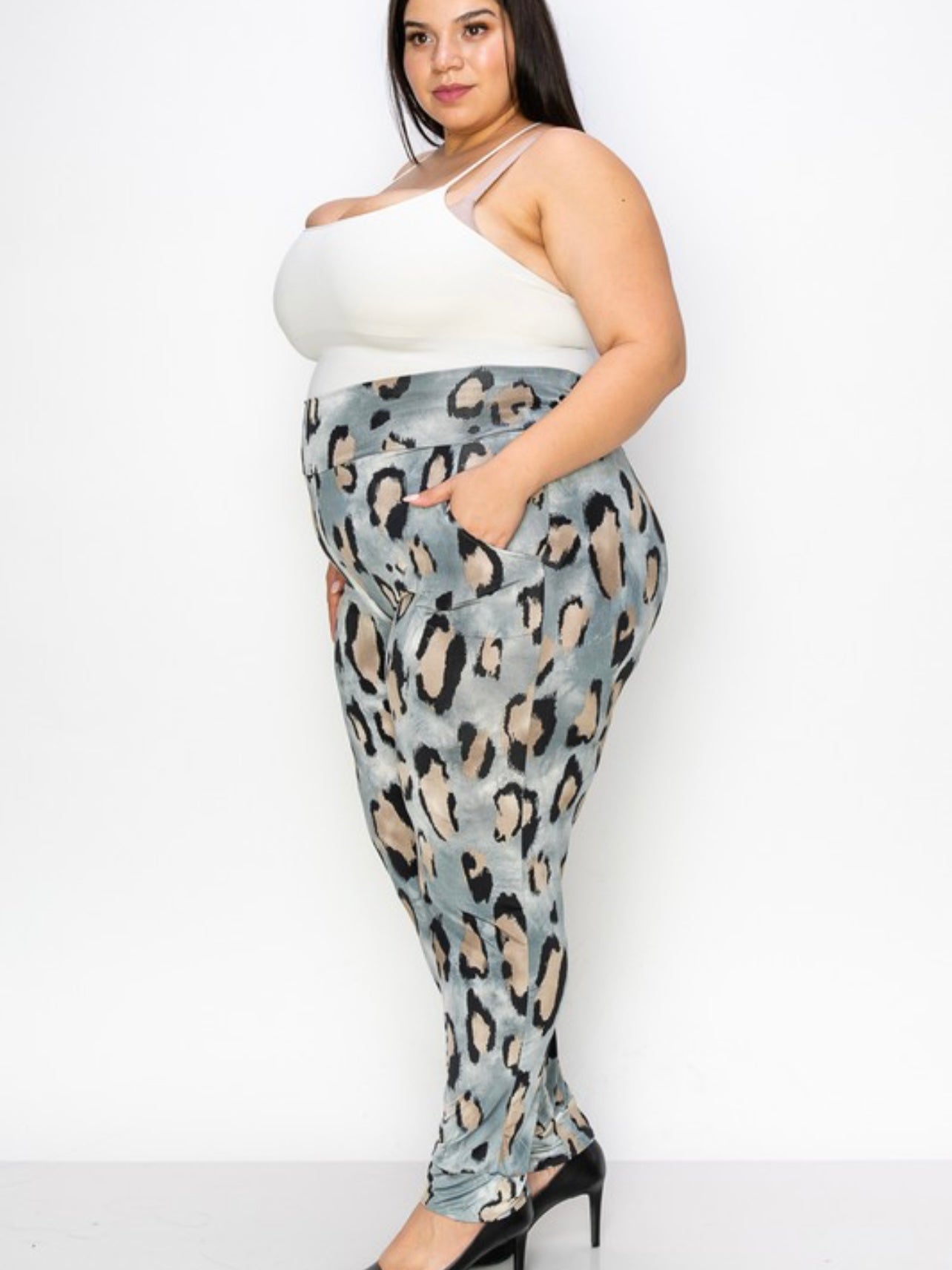 Grey Leopard Print Pants