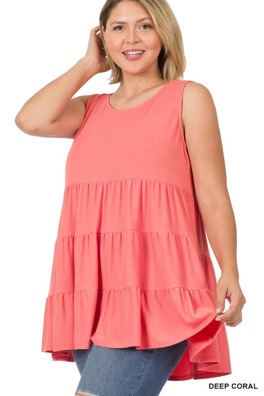 Sleeveless Tiered  Ruffle Tunic
