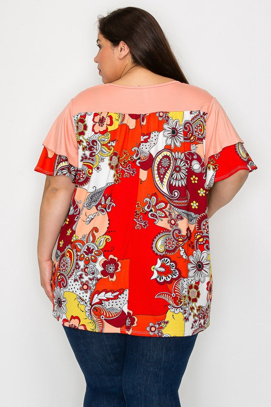 Orange Floral Top