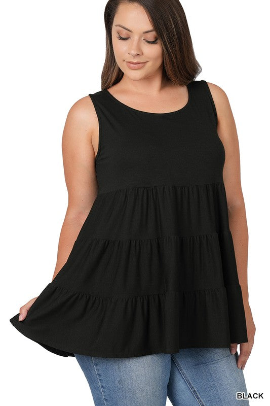 Sleeveless Tiered  Ruffle Tunic