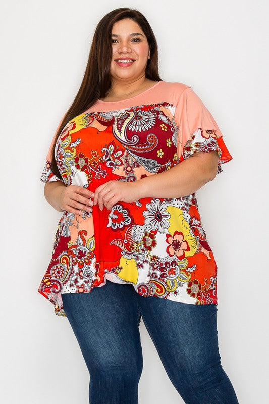 Orange Floral Top