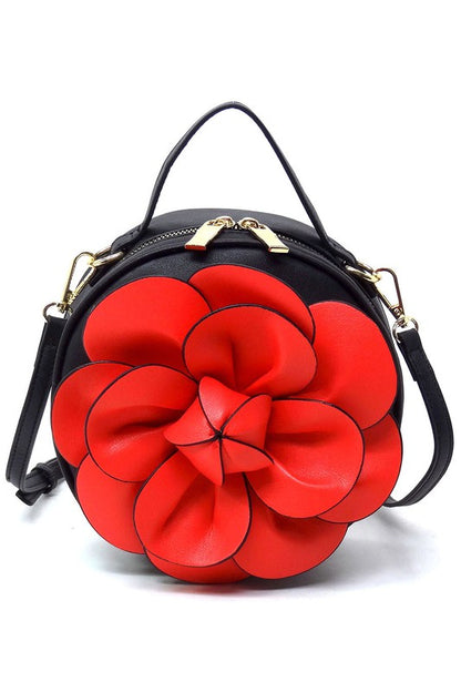 Fashion 3D Flower Round Crossbody Bag