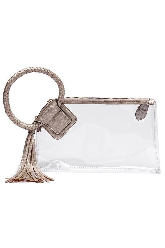 See Thru Transparent Clear Cuff Handle Clutch