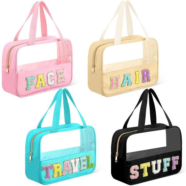 Chenille Letter Clear Travel Bag Luggage Makeup