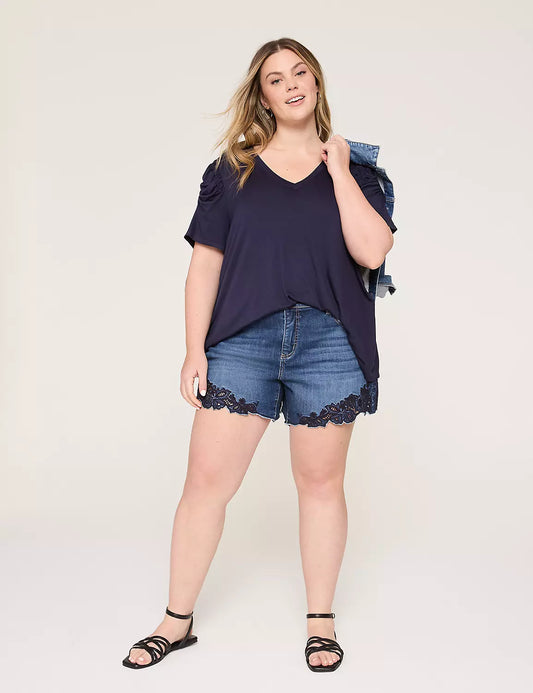 Jean Shorts w/blue lace trim (s22)
