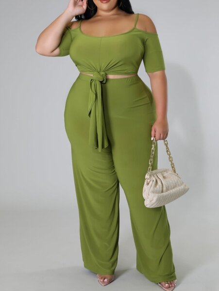 Solid Color Slip Top Two-Piece Set HWULYU3UR2