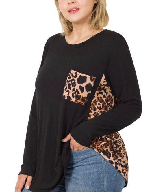 Animal Print Top w/ Pocket