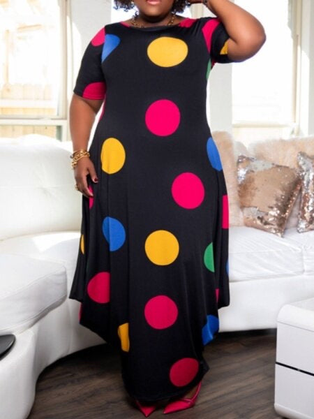 dot dress blk 4x