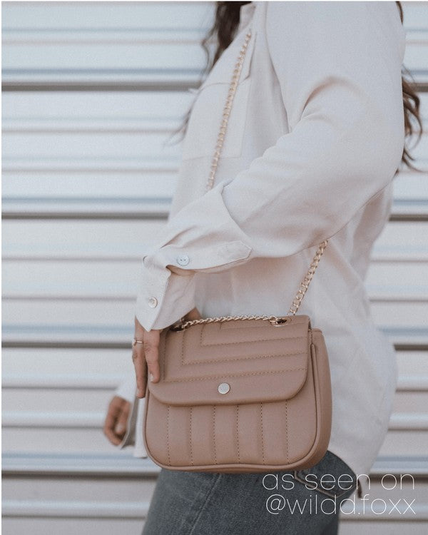 Vegan Leather Quilted Flap Bag