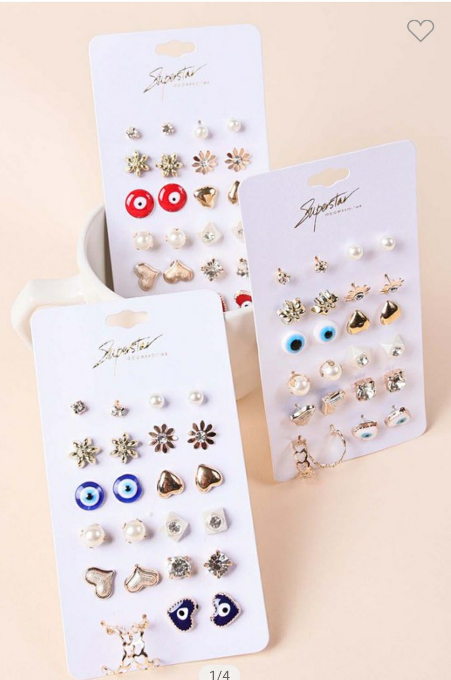 12 pc post back earrings