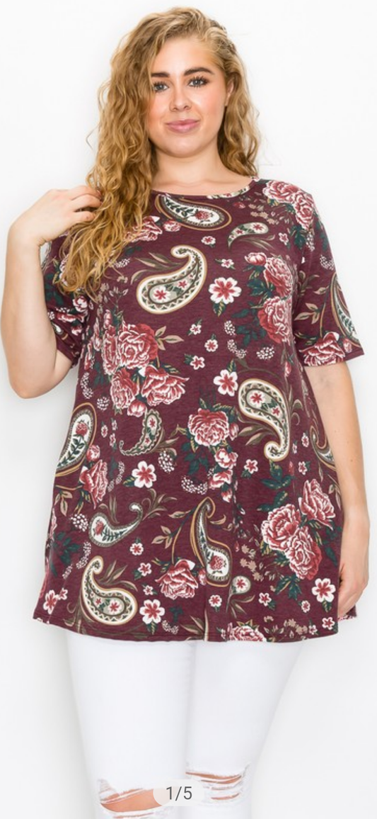 Burgundy Paisley Shirt