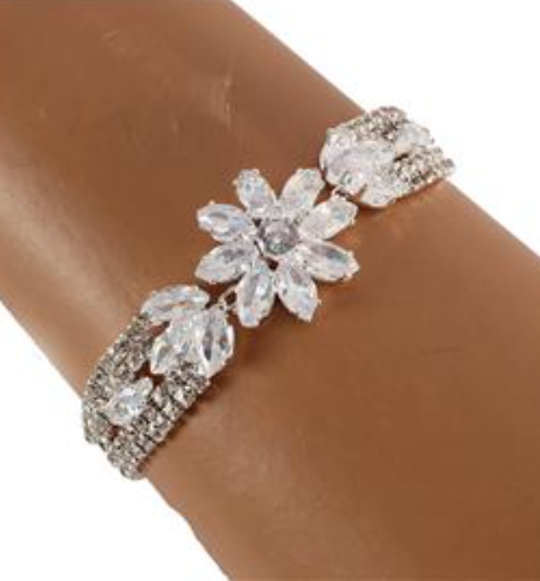 Rhinestone Flower Bracelet