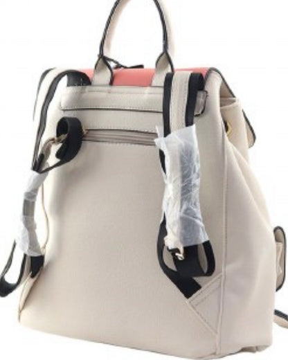 Cream Backpack with Pink Trim